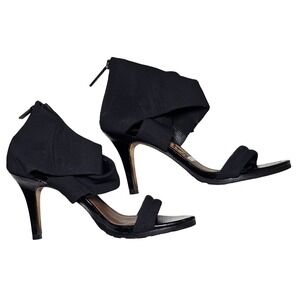 Donald J Pliner Tilly Black Fabric Stiletto Heel Sandals Womens Size 6M